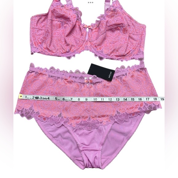 Penningtons, Plus Size Déesse Pink Lace Bra & Panty Set - 42DDD / 2X 🫦 - Picture 3 of 9